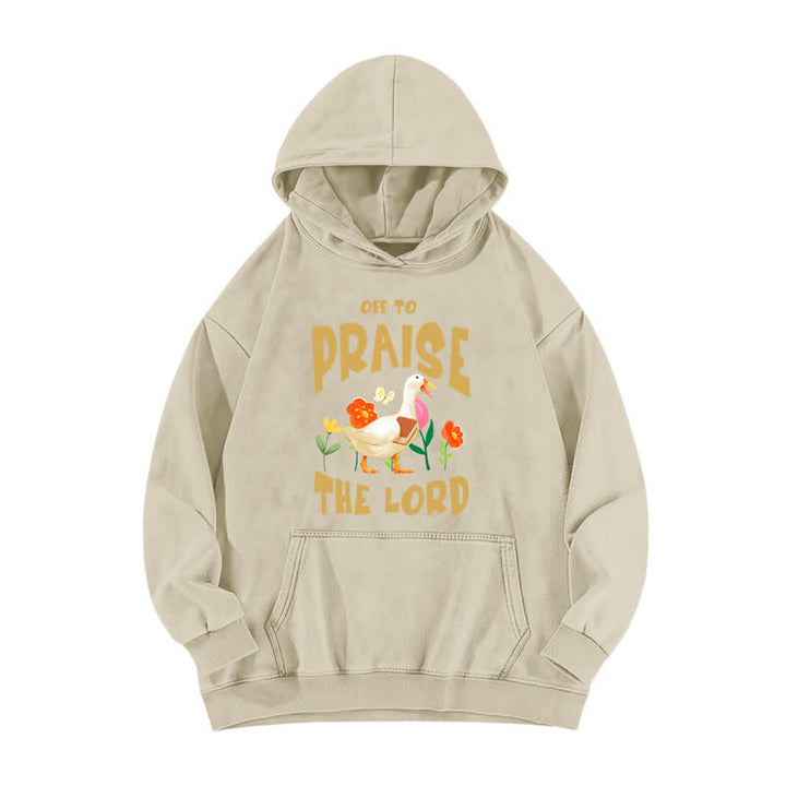 Christianartworkshop Felpa con cappuccio lavata con stampa floreale "Off To Praise The Lord" - Albicocca - 5XL - image 2