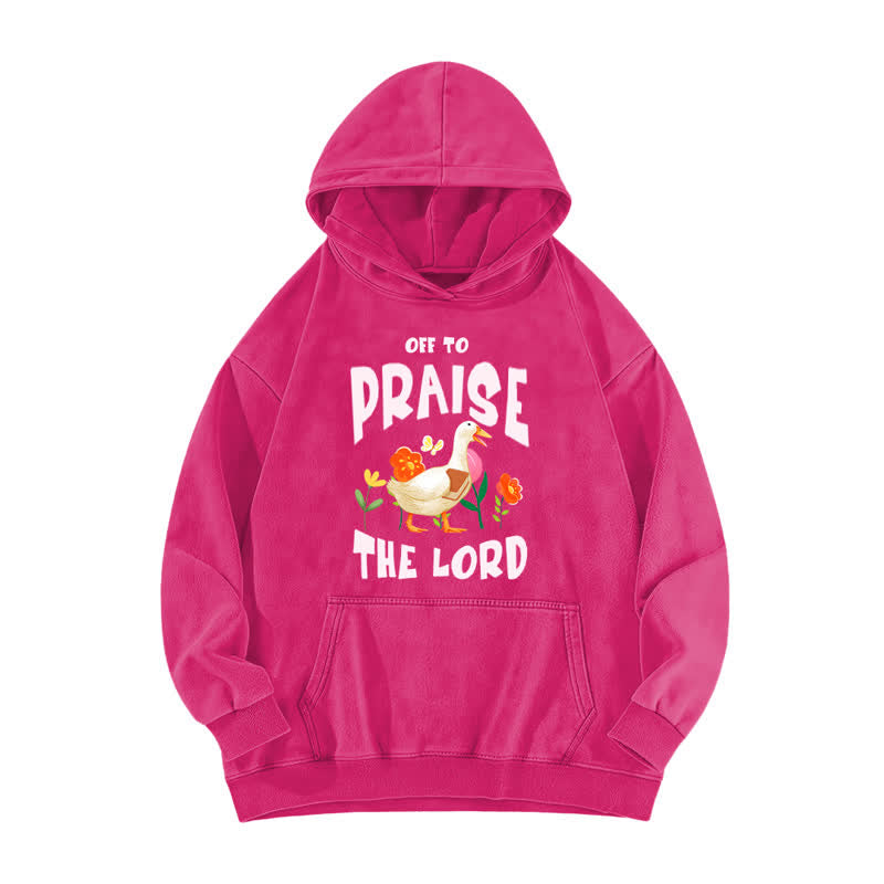 Christianartworkshop Felpa con cappuccio lavata con stampa floreale "Off To Praise The Lord" - Rosa - 5XL - image 5