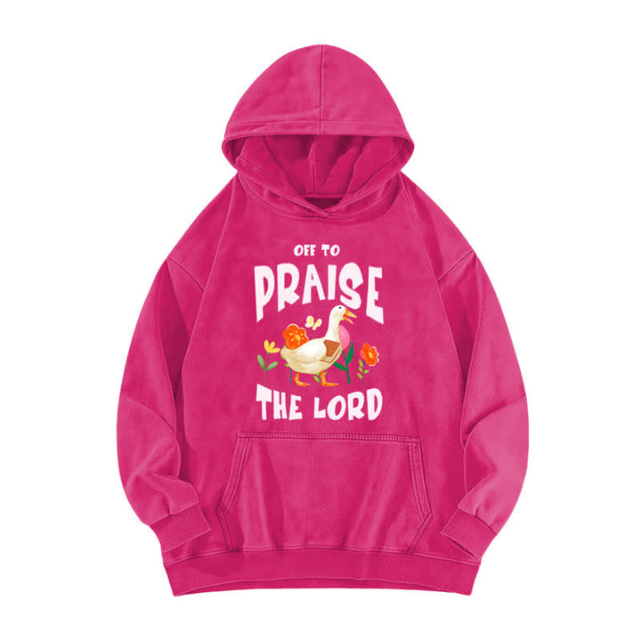 Christianartworkshop Felpa con cappuccio lavata con stampa floreale "Off To Praise The Lord" - Rosa - 5XL - image 5