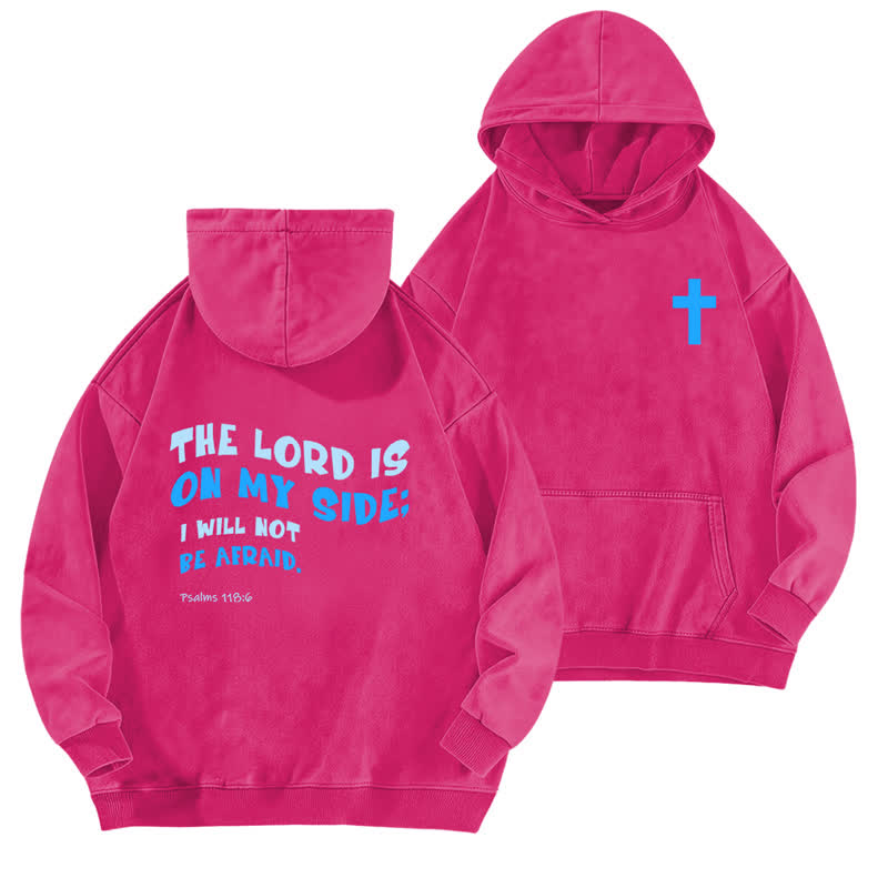 Christianartworkshop Felpa con cappuccio lavata "Il Signore è dalla mia parte" - Rosa - 5XL - image 15
