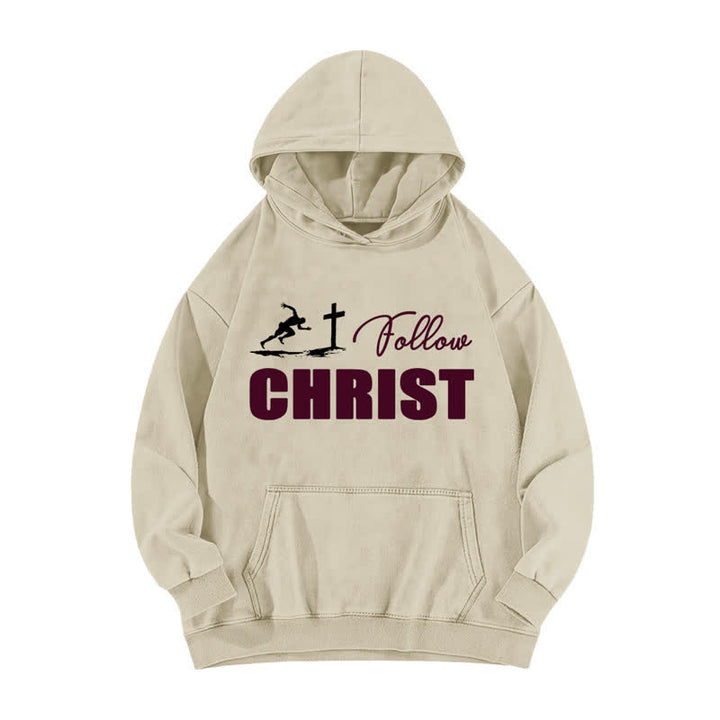 Christianartworkshop Felpa con cappuccio oversize lavata con stampa della croce di Cristo - Albicocca - 5XL - image 0