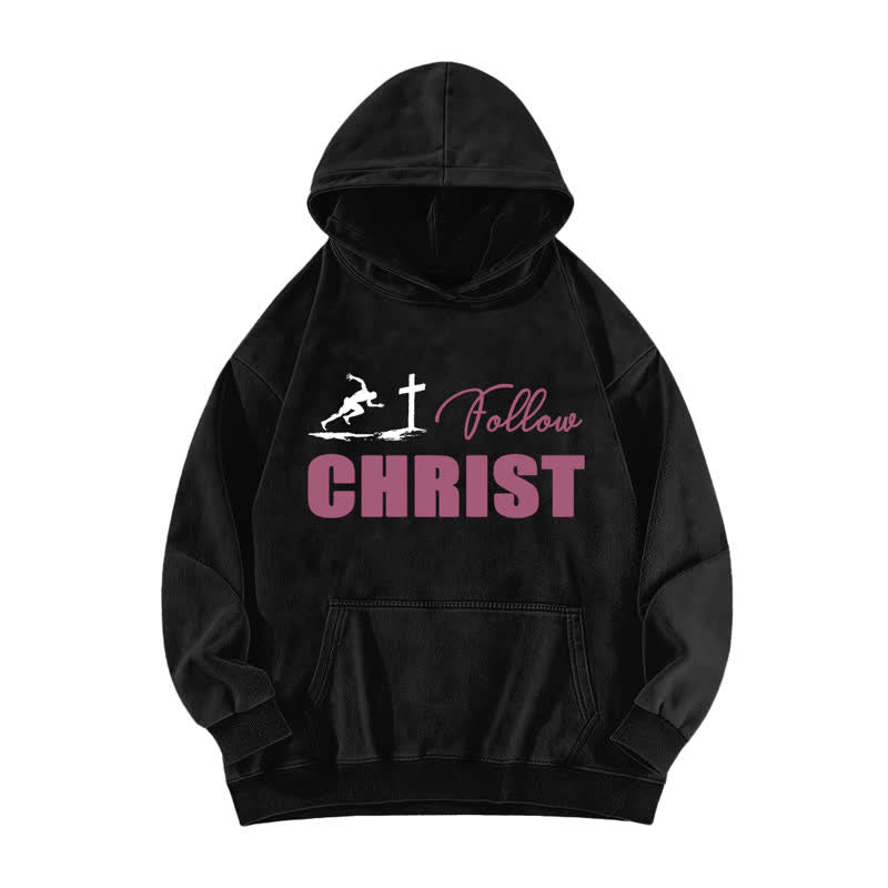 Christianartworkshop Felpa con cappuccio oversize lavata con stampa della croce di Cristo - Nero - 5XL - image 1