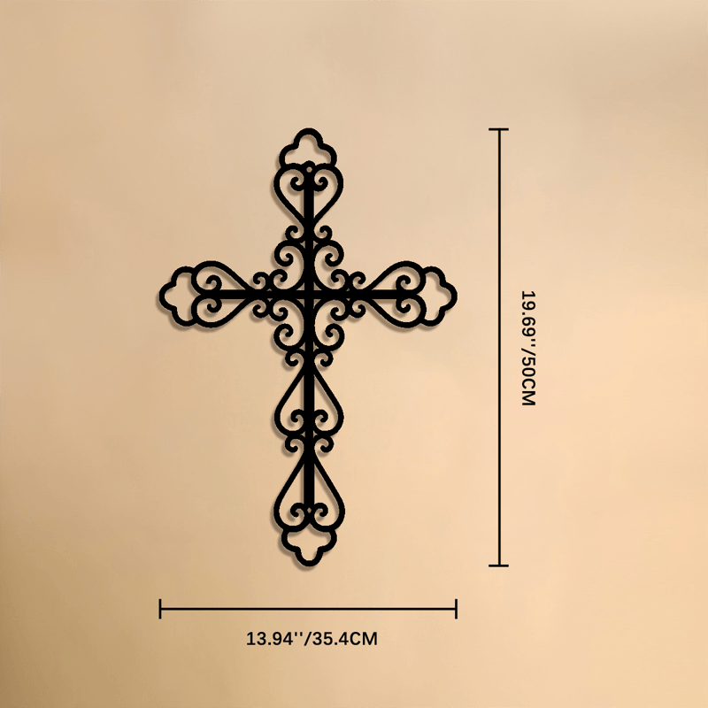 Christianartworkshop Croce da parete in metallo con decorazioni a volute: emblema di eterna benedizione divina. - 19,69''*13,94''*0,05''/50*35,4*0,12cm - image 8