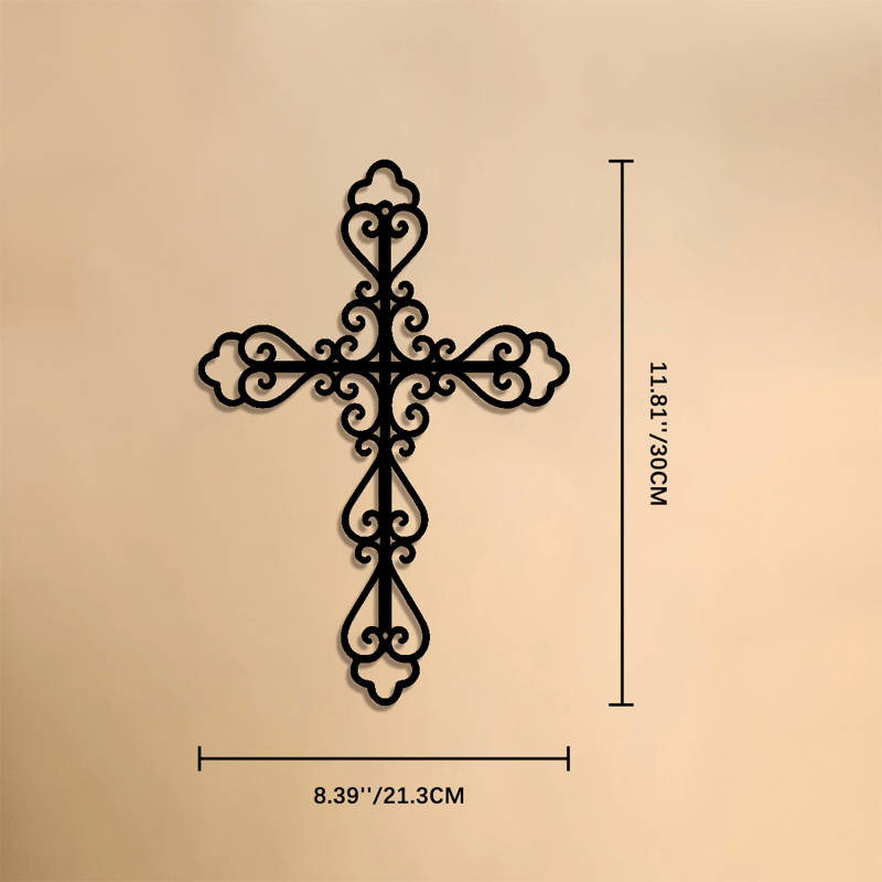 Christianartworkshop Croce da parete in metallo con decorazioni a volute: emblema di eterna benedizione divina. - 11,81''*8,39*0,04''/30*21,3*0,1 cm - image 6