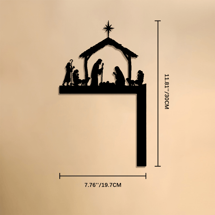 Christianartworkshop Cartello in metallo con la sagoma della Sacra Famiglia nella mangiatoia: simbolo di calda e sacra grazia. - 11,81''*7...76''*0,04''/30*19,7*0,1 cm - image 5