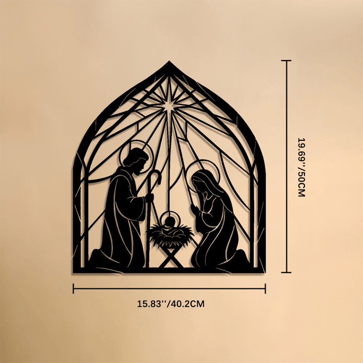 Christianartworkshop Quadro in metallo con la Natività della Sacra Famiglia: emblema di dolce pace celeste. - 19,69''*15,83''*0,05''/50*40,2*0,12cm - image 8
