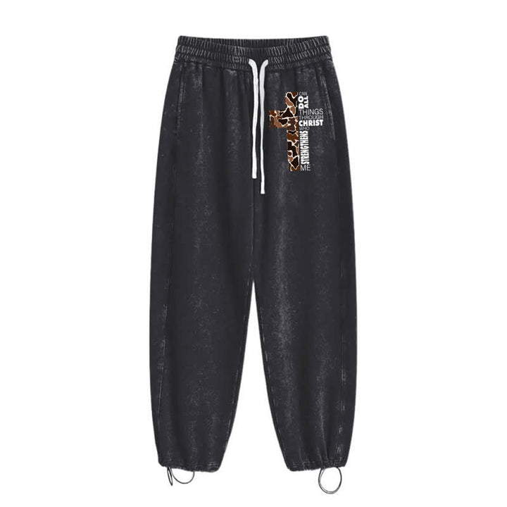 Christianartworkshop Pantaloni della tuta Walk By Faith con stampa leopardata e croce. - image 10