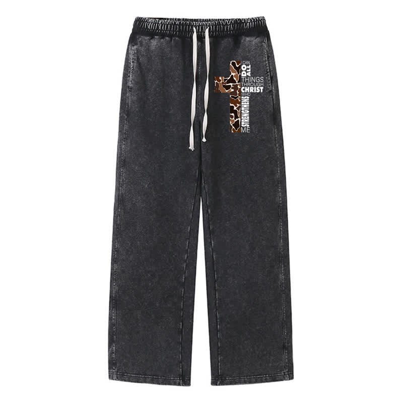 Christianartworkshop Pantaloni della tuta Walk By Faith con stampa leopardata e croce. - Nero - 2XL - image 8
