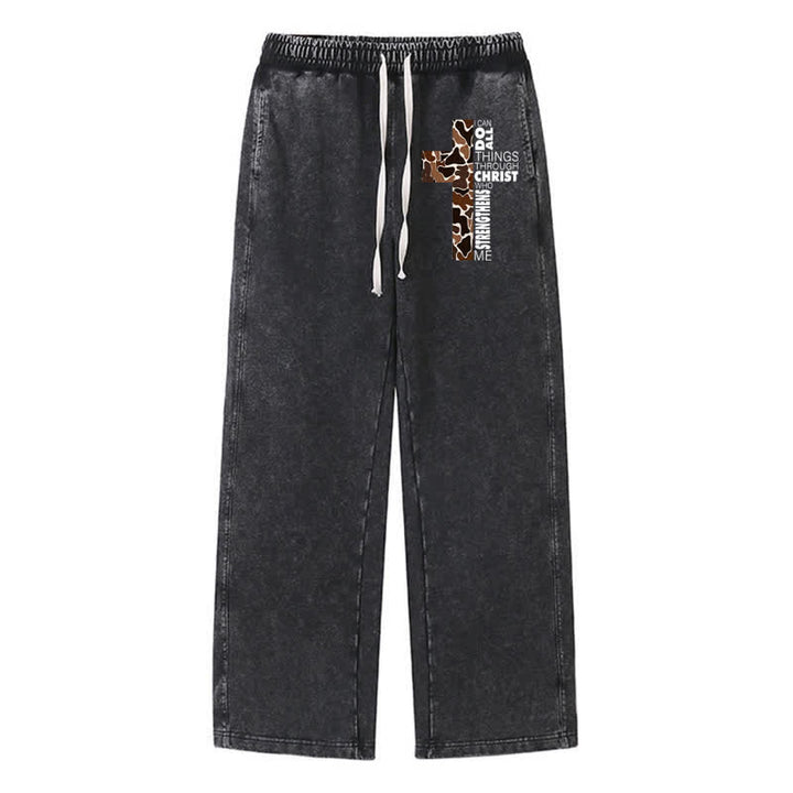 Christianartworkshop Pantaloni della tuta Walk By Faith con stampa leopardata e croce. - Nero - 2XL - image 8