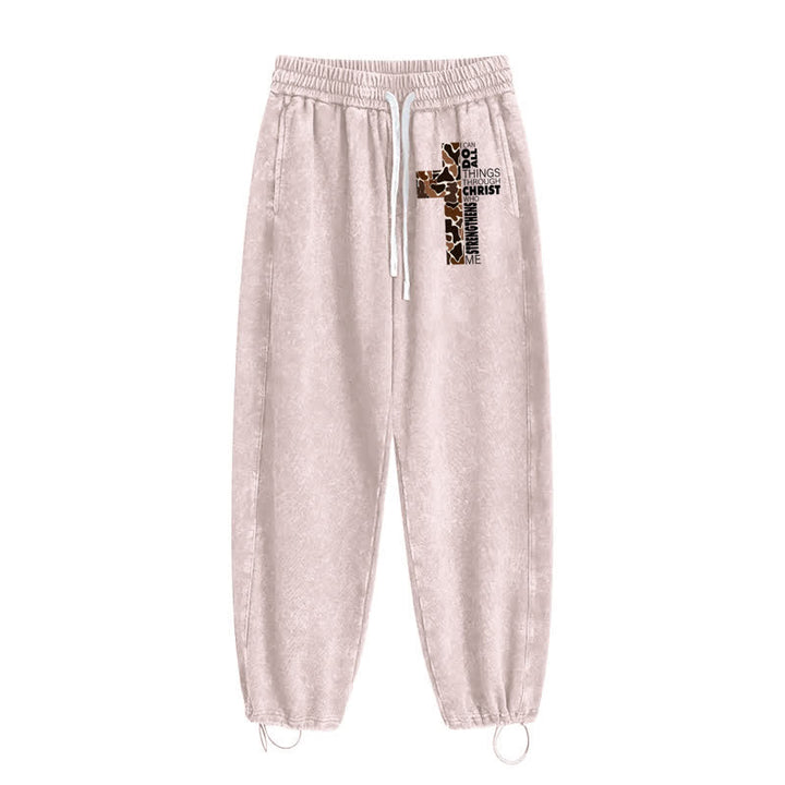 Christianartworkshop Pantaloni della tuta Walk By Faith con stampa leopardata e croce. - image 34