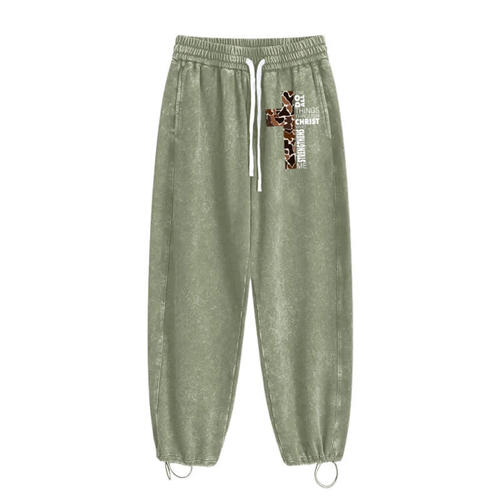 Christianartworkshop Pantaloni della tuta Walk By Faith con stampa leopardata e croce. - image 26