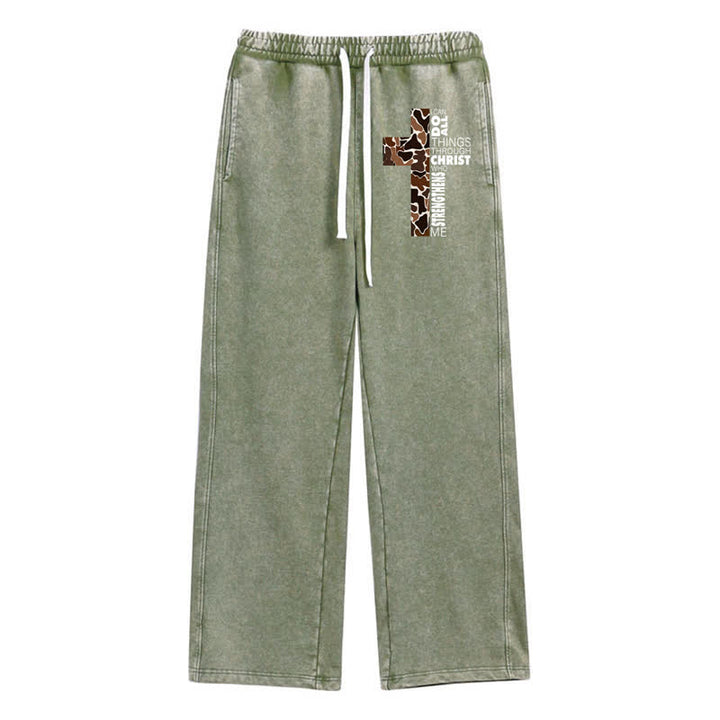 Christianartworkshop Pantaloni della tuta Walk By Faith con stampa leopardata e croce. - Verde militare - 2XL - image 24