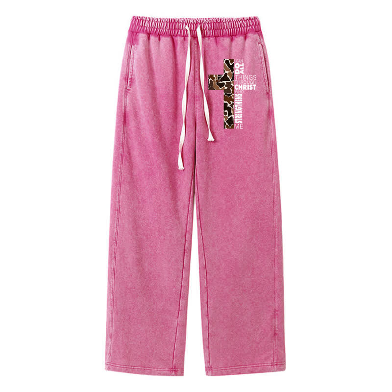 Christianartworkshop Pantaloni della tuta Walk By Faith con stampa leopardata e croce. - Rosa - 2XL - image 0