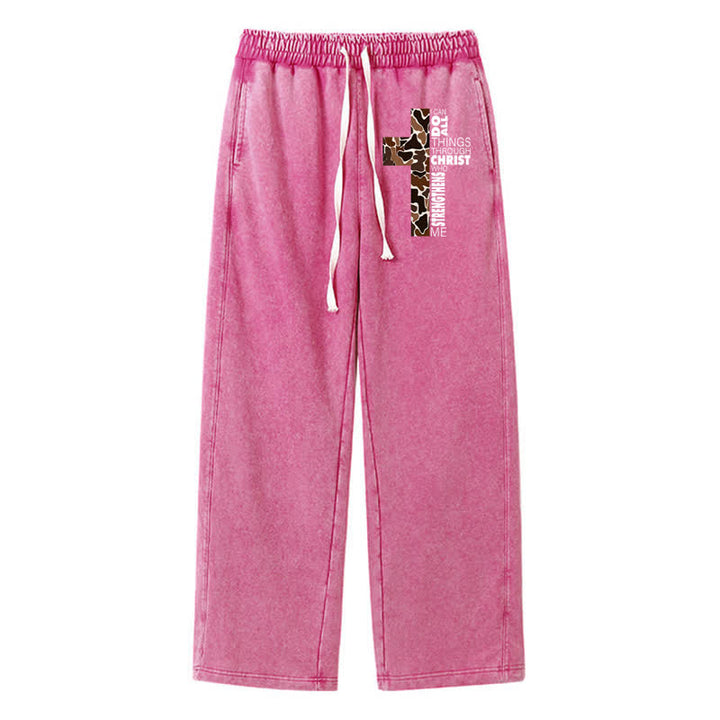 Christianartworkshop Pantaloni della tuta Walk By Faith con stampa leopardata e croce. - Rosa - 2XL - image 0