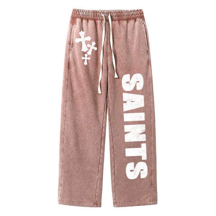 Christianartworkshop Pantaloni della tuta Saints Cross Stonewashed Street Washed - Marrone - 2XL - image 32