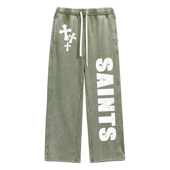 Christianartworkshop Pantaloni della tuta Saints Cross Stonewashed Street Washed - Verde militare - 2XL - image 16