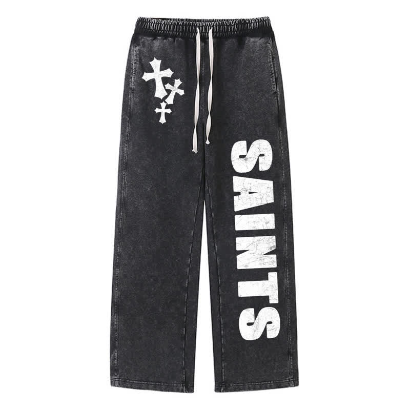 Christianartworkshop Pantaloni della tuta Saints Cross Stonewashed Street Washed - Nero - 2XL - image 0
