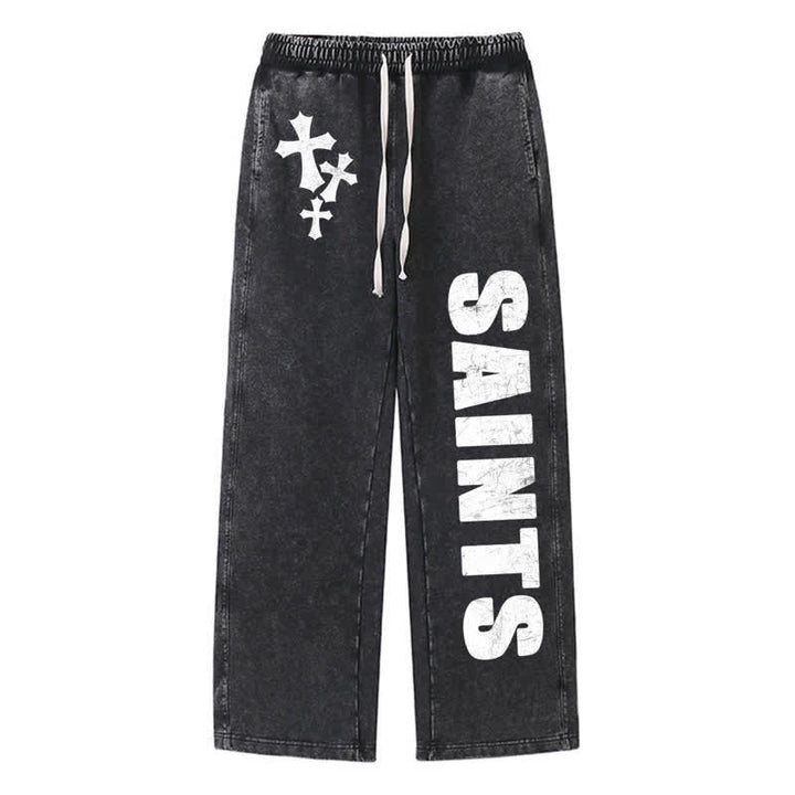 Christianartworkshop Pantaloni della tuta Saints Cross Stonewashed Street Washed - Nero - 2XL - image 0