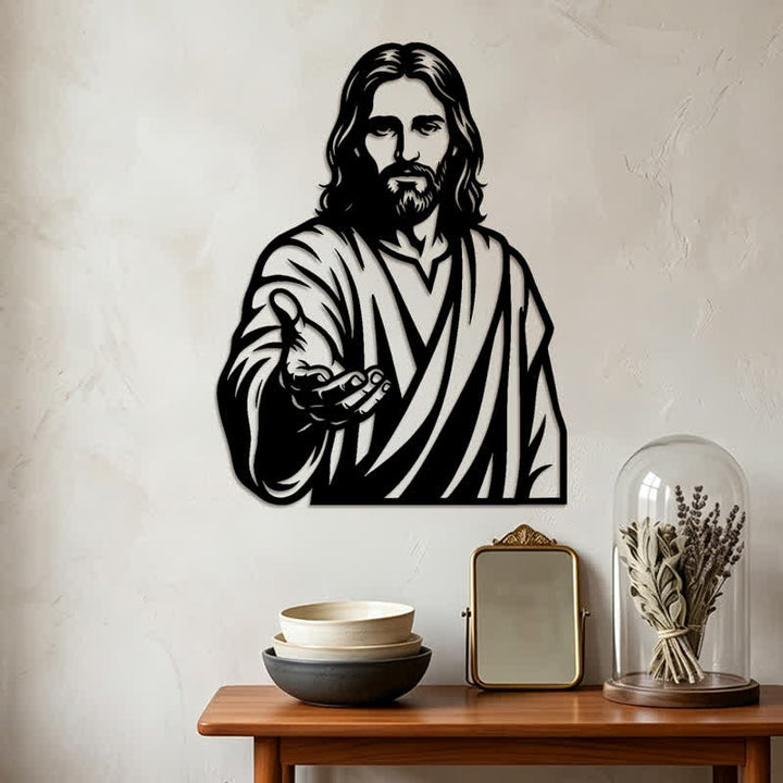 Christianartworkshop Targa metallica con la mano protesa di Gesù: simbolo di una benedizione silenziosa e abbondante. - image 3