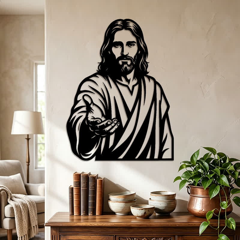 Christianartworkshop Targa metallica con la mano protesa di Gesù: simbolo di una benedizione silenziosa e abbondante. - image 1