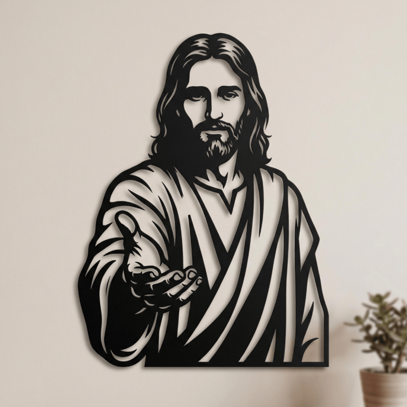 Christianartworkshop Targa metallica con la mano protesa di Gesù: simbolo di una benedizione silenziosa e abbondante. - image 0