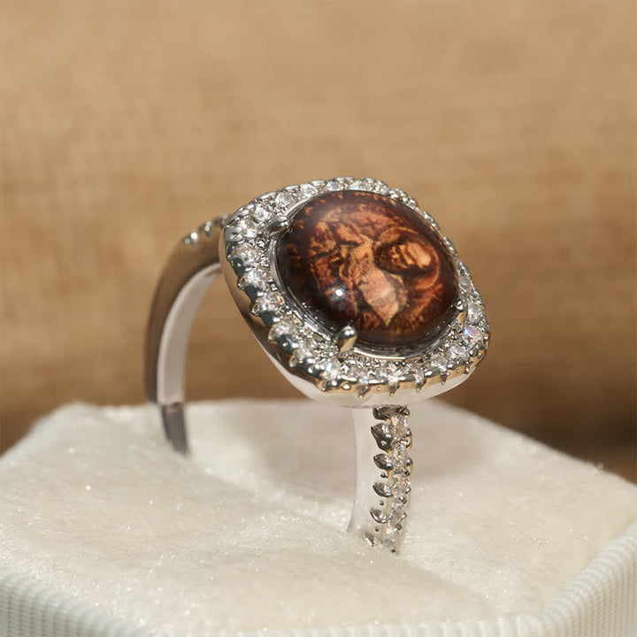 Christianartworkshop Anello impilabile di San Francesco con pavé di pietre e alone: ​​portatore di tranquilla devozione - image 3
