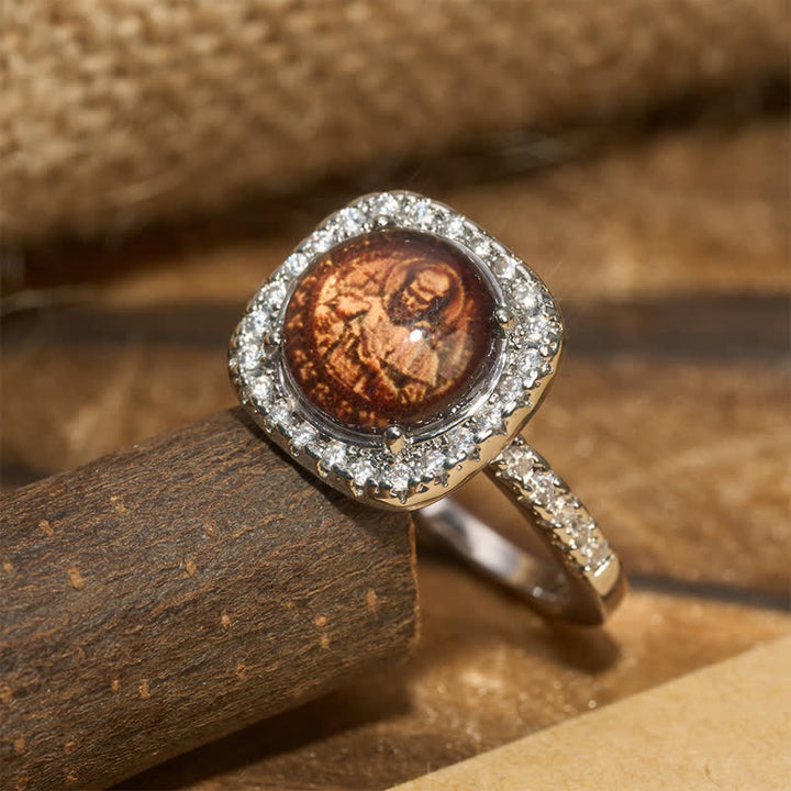 Christianartworkshop Anello impilabile di San Francesco con pavé di pietre e alone: ​​portatore di tranquilla devozione - image 4