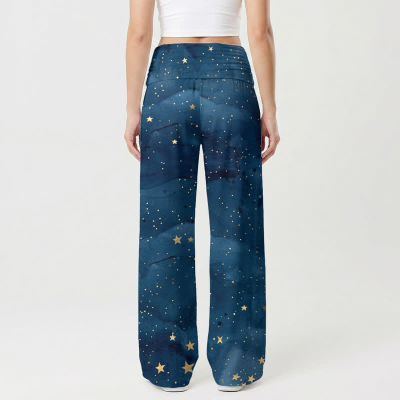Christianartworkshop Pantaloni palazzo da donna a gamba larga Guadalupe Starry Night - image 1