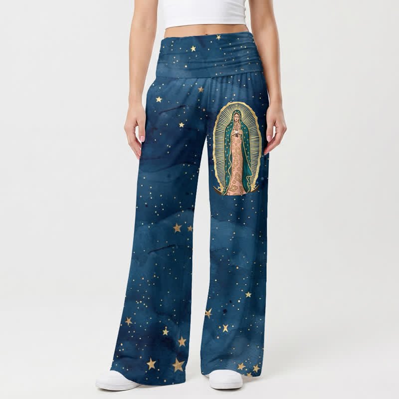 Christianartworkshop Pantaloni palazzo da donna a gamba larga Guadalupe Starry Night - image 2