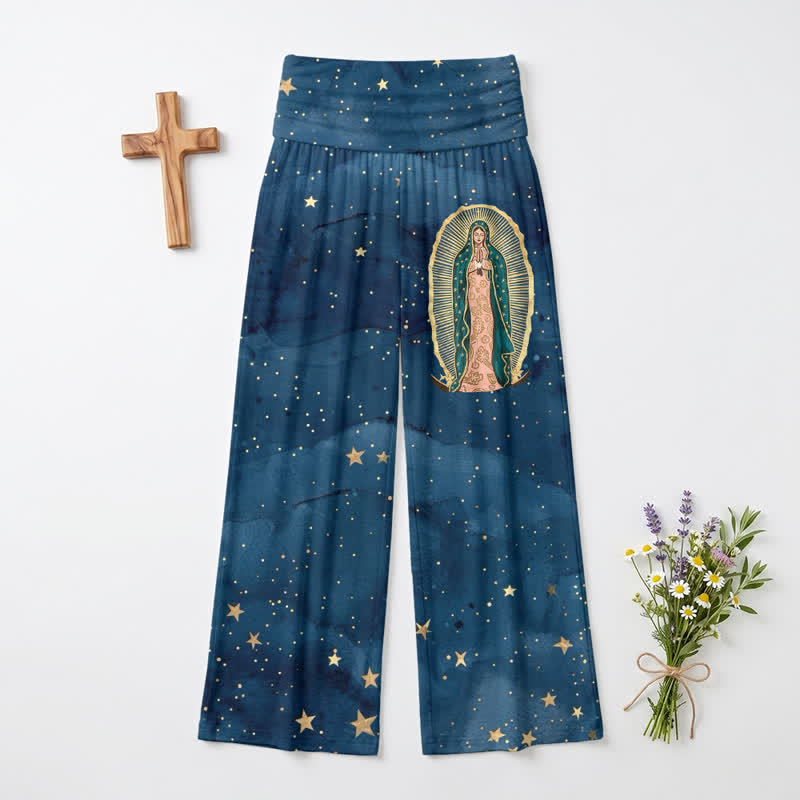 Christianartworkshop Pantaloni palazzo da donna a gamba larga Guadalupe Starry Night - US22,UK/AU26,EU54 - image 0