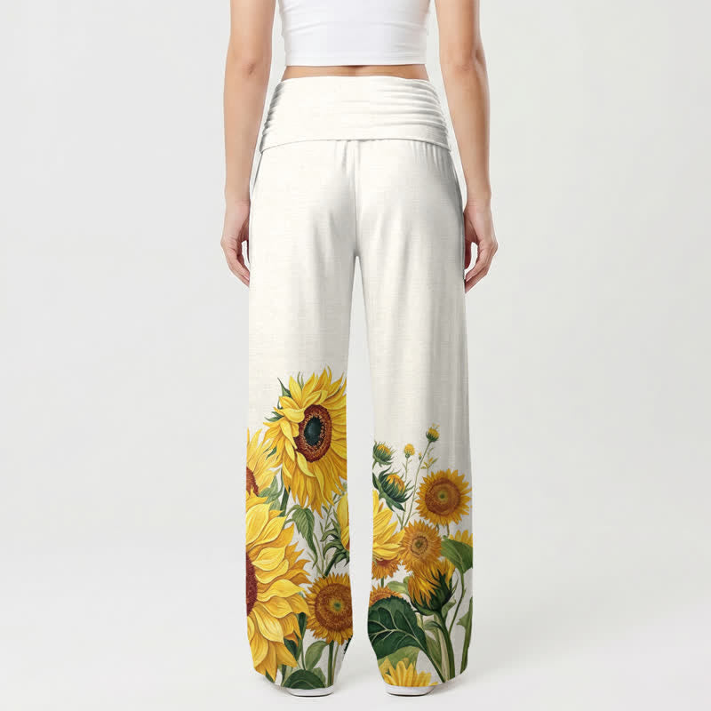 Christianartworkshop Pantaloni palazzo da donna a gamba larga Follow The Light Sunflower - image 1