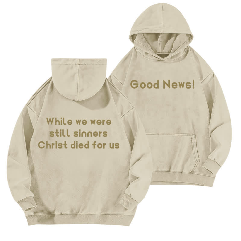 Christianartworkshop Felpa con cappuccio lavata "Good News" con scritta "Front And Verse Back" (Buone notizie) - Albicocca - 5XL - image 6