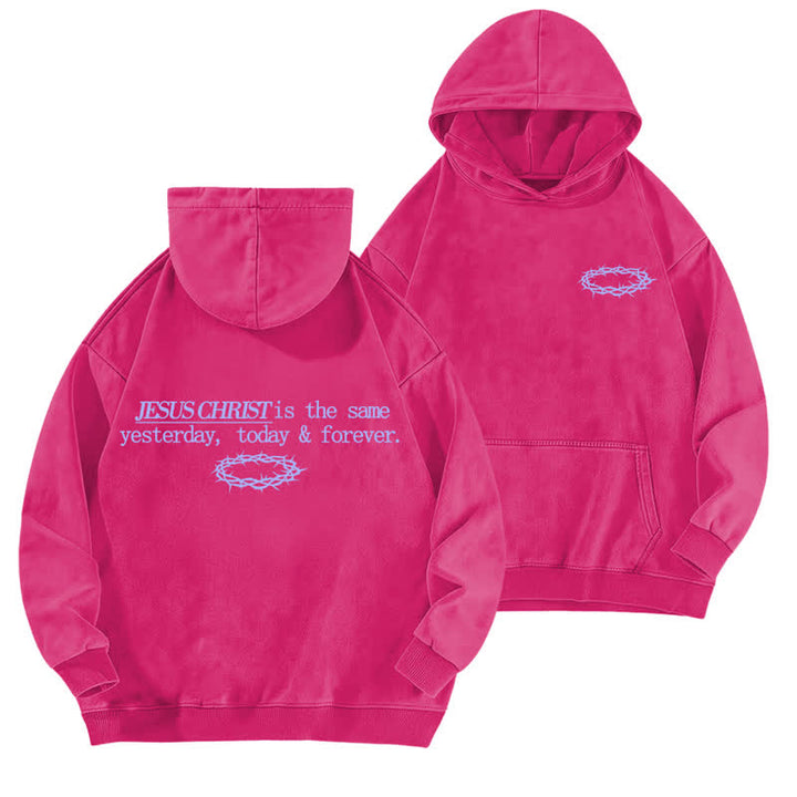 Christianartworkshop Felpa con cappuccio lavata "Gesù Cristo ieri, oggi e per sempre" - Rosa - 5XL - image 15