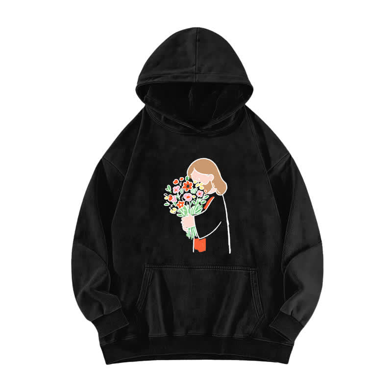 Christianartworkshop Felpa con cappuccio Bloom Girl Vintage Wash in pile - Nero - 5XL - image 1
