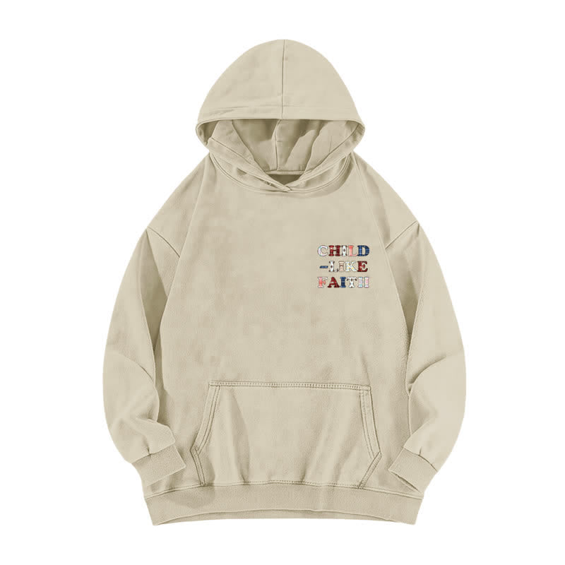 Christianartworkshop Felpa con cappuccio lavata Child Like Faith Plaid Letter Front Back Washed - image 5