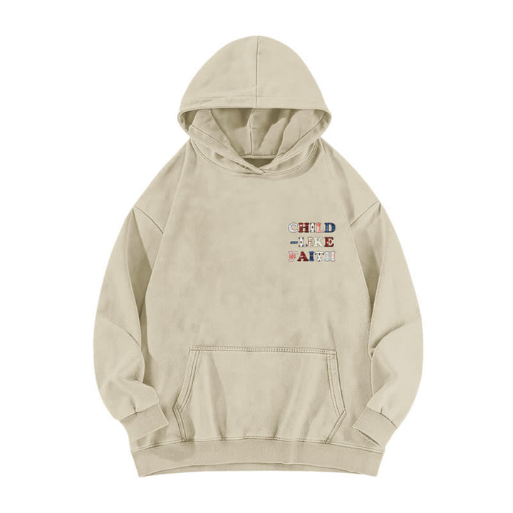 Christianartworkshop Felpa con cappuccio lavata Child Like Faith Plaid Letter Front Back Washed - image 5