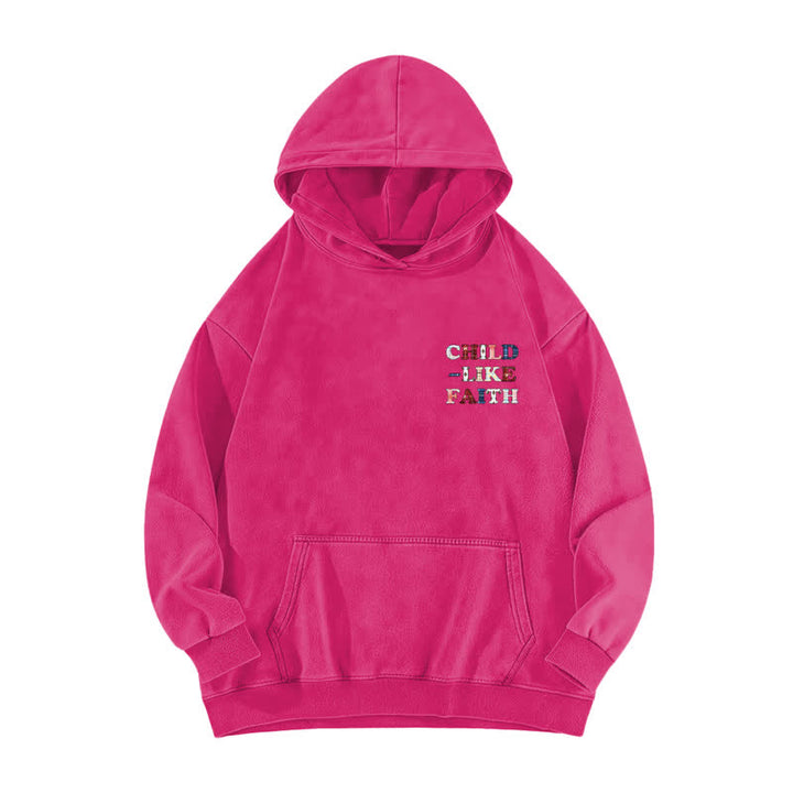 Christianartworkshop Felpa con cappuccio lavata Child Like Faith Plaid Letter Front Back Washed - image 16