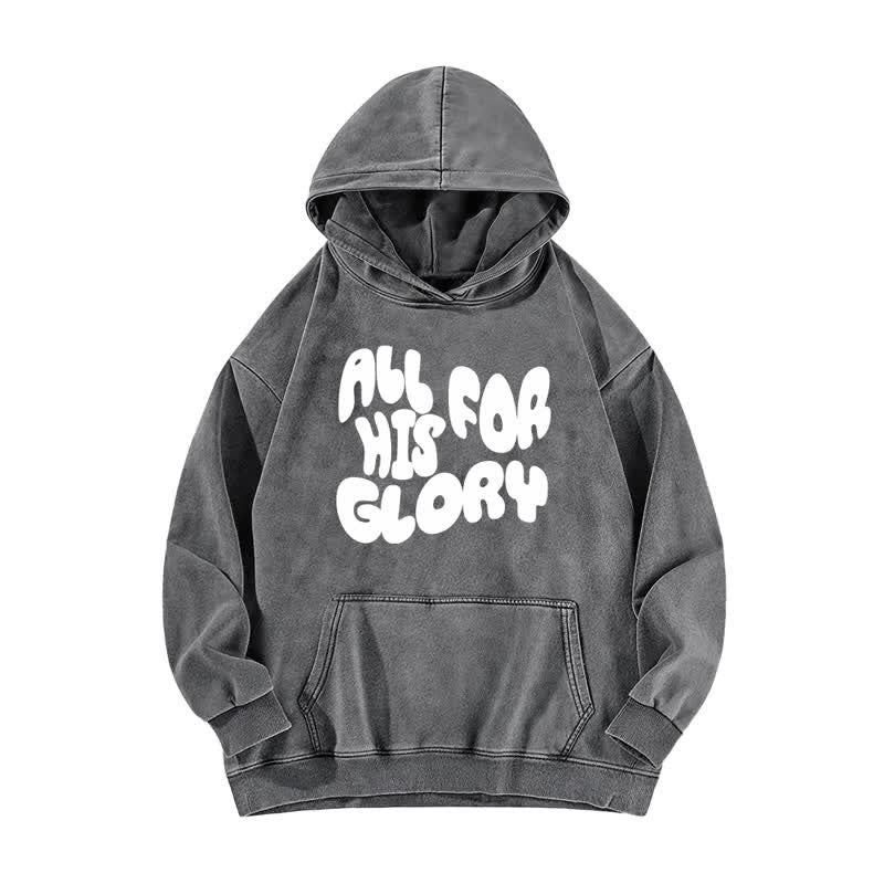 Christianartworkshop Felpa oversize vintage lavata "All For His Glory" - Grigio - 5XL - image 1