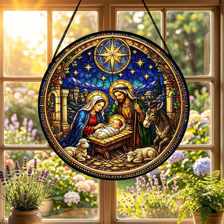 Christianartworkshop Acchiappasole in vetro a forma di Stella di Betlemme per la Natività: emblema della dolce promessa divina - image 0