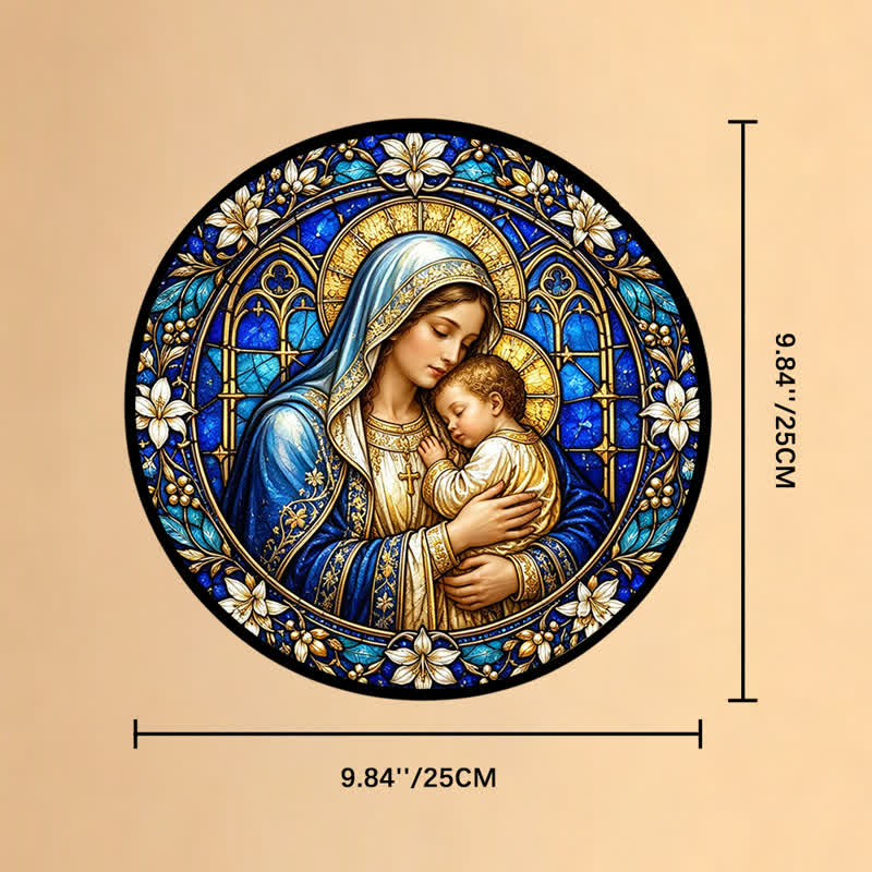 Christianartworkshop Acchiappasole circolare in vetro con presepe decorato: emblema di serena tenerezza divina. - 9,84''*9,84''*0,14''/25*25*0,35 cm - image 9