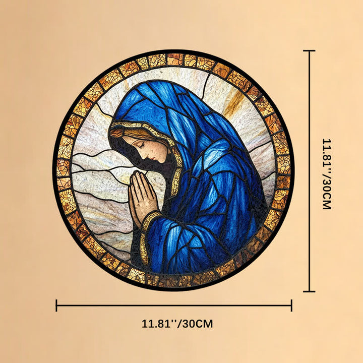 Christianartworkshop Acchiappasole in vetro colorato raffigurante la Madonna in preghiera: emblema della pura grazia celeste - 11,81''*11,81''*0,14''/30*30*0,35cm - image 10