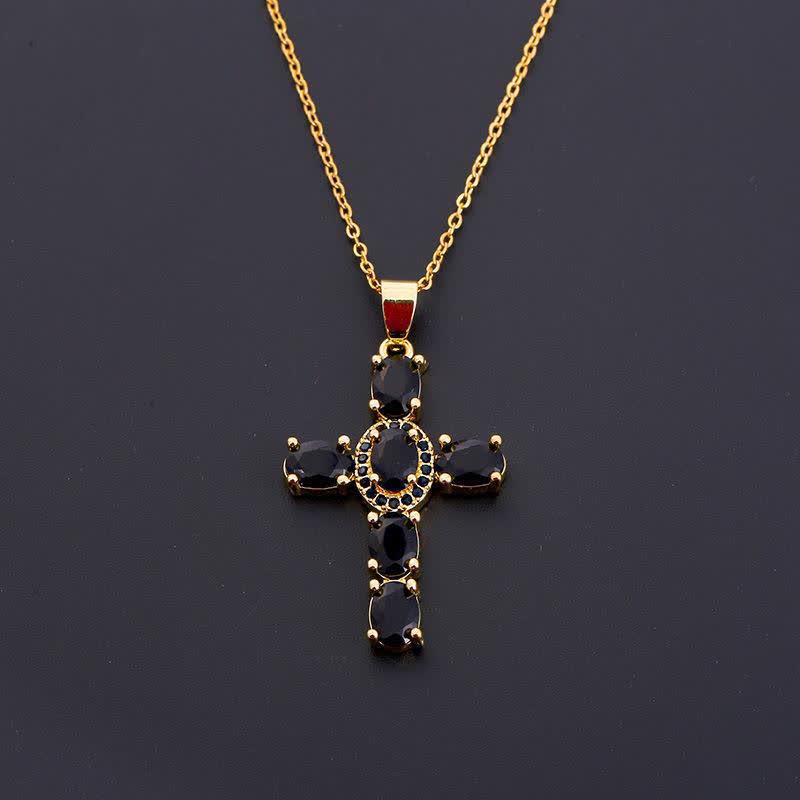 Christianartworkshop Collana con croce di gemme sacre: simbolo di calma e pace duratura - Nero - image 5