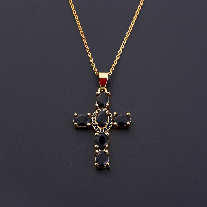 Christianartworkshop Collana con croce di gemme sacre: simbolo di calma e pace duratura - Nero - image 5
