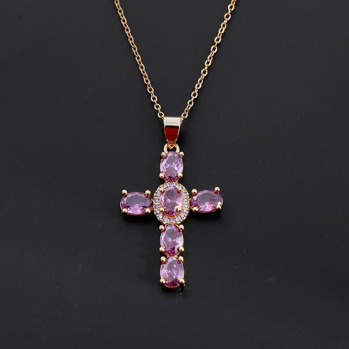 Christianartworkshop Collana con croce di gemme sacre: simbolo di calma e pace duratura - Viola - image 4