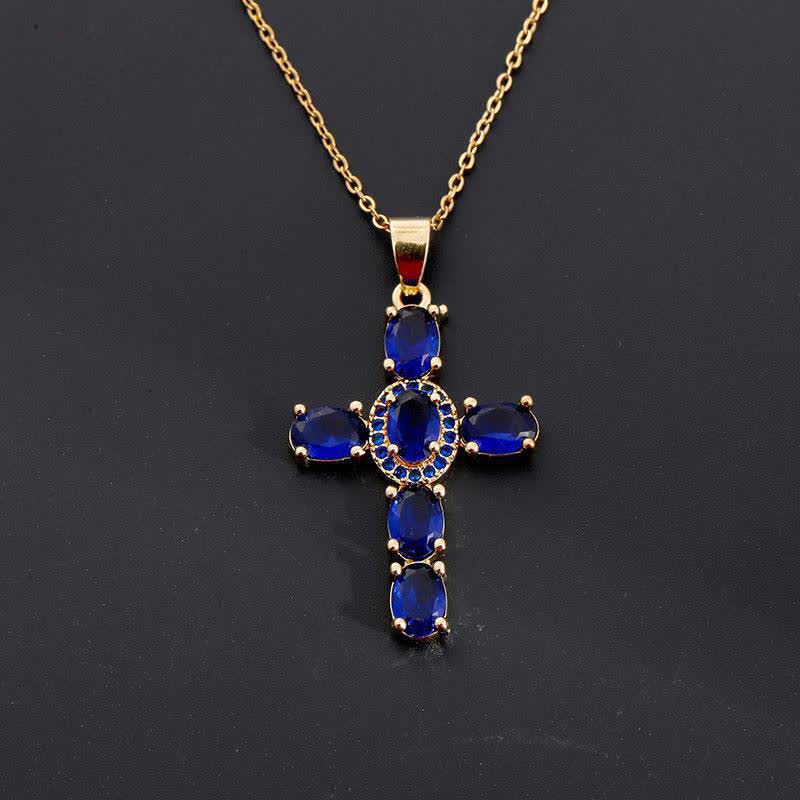 Christianartworkshop Collana con croce di gemme sacre: simbolo di calma e pace duratura - Blu reale - image 9