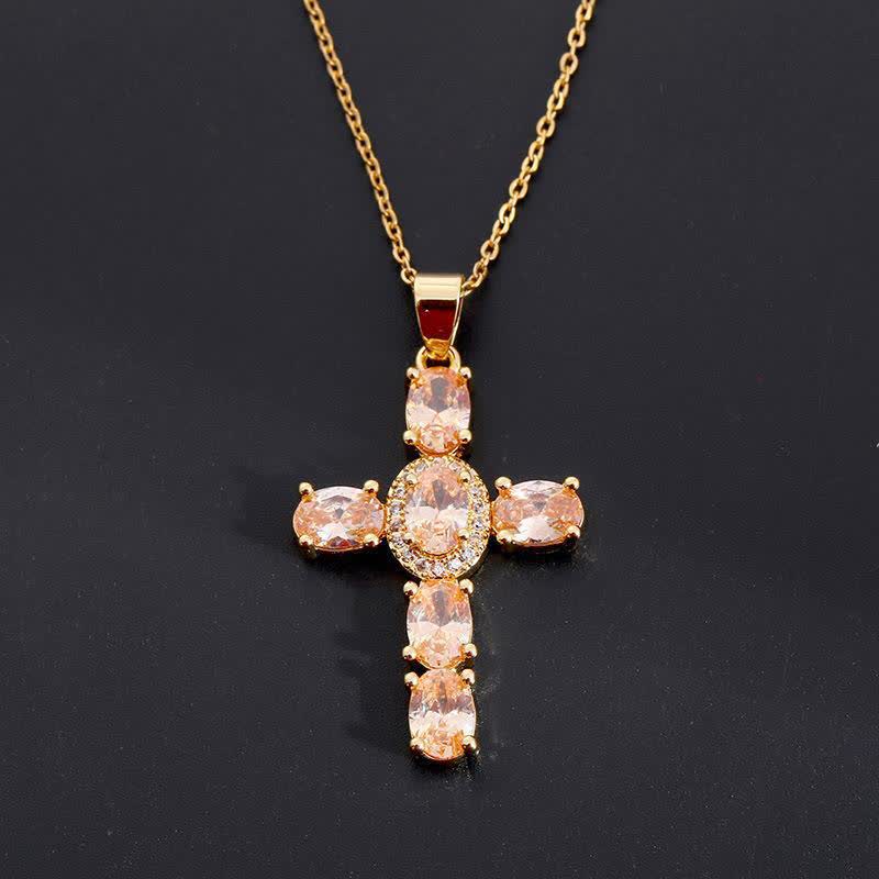 Christianartworkshop Collana con croce di gemme sacre: simbolo di calma e pace duratura - Champagne - image 8