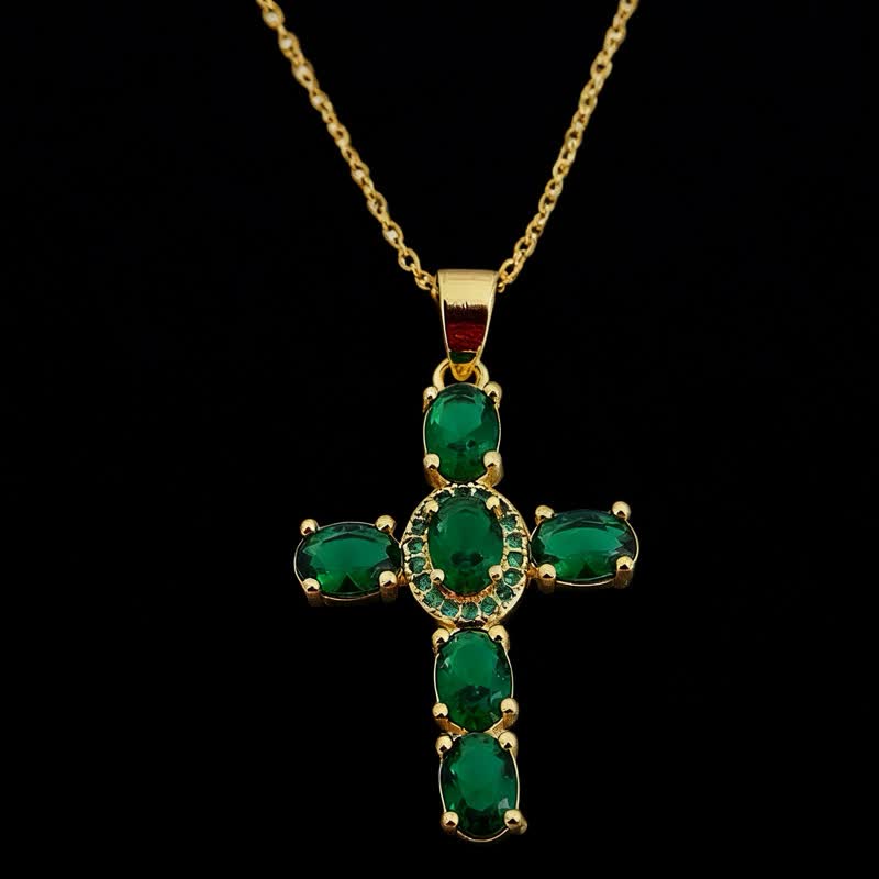 Christianartworkshop Collana con croce di gemme sacre: simbolo di calma e pace duratura - Verde scuro - image 10