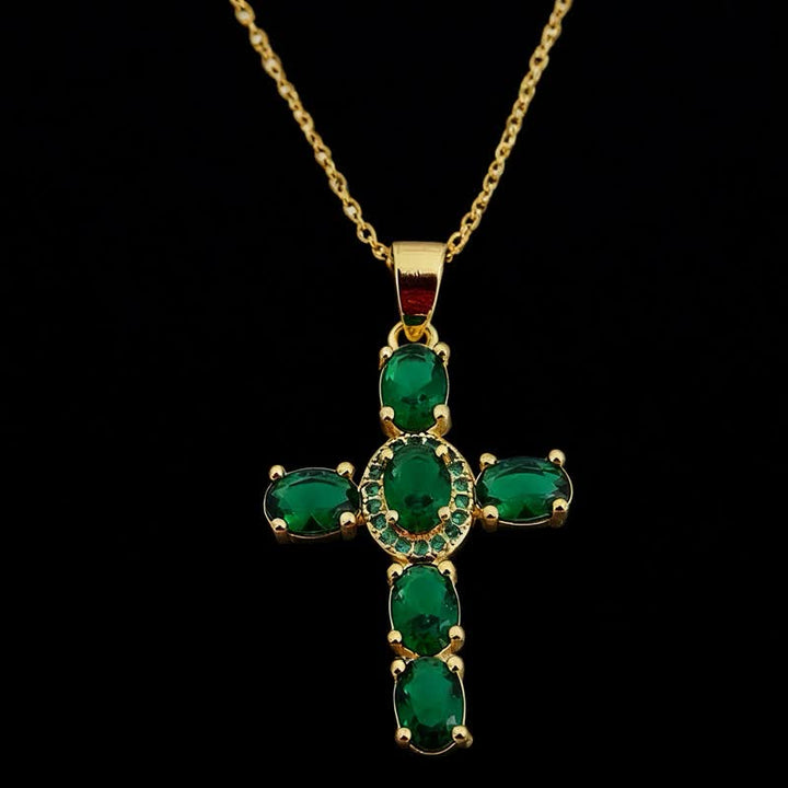 Christianartworkshop Collana con croce di gemme sacre: simbolo di calma e pace duratura - Verde scuro - image 10