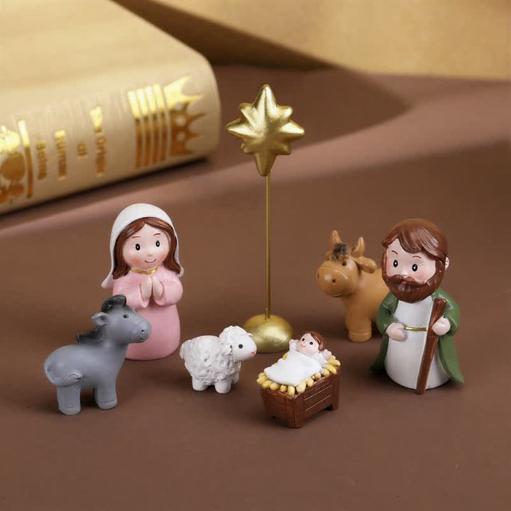 Christianartworkshop Set di personaggi della Natività realizzati a mano con precisione: simbolo di tenue luce celeste. - image 4