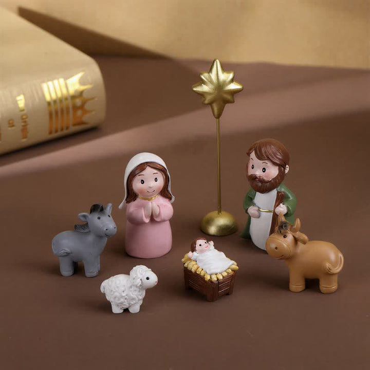 Christianartworkshop Set di personaggi della Natività realizzati a mano con precisione: simbolo di tenue luce celeste. - image 3